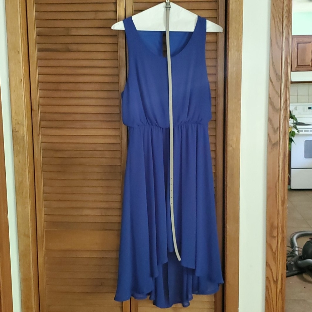 Indigo Chiffon High-Low Dress